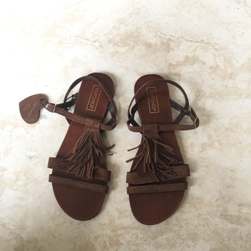 Topshop Suede Fringe Sandals